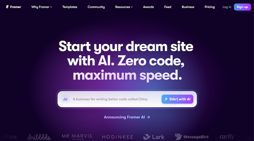 Start your dream site with AI. Zero code, maximum speed.