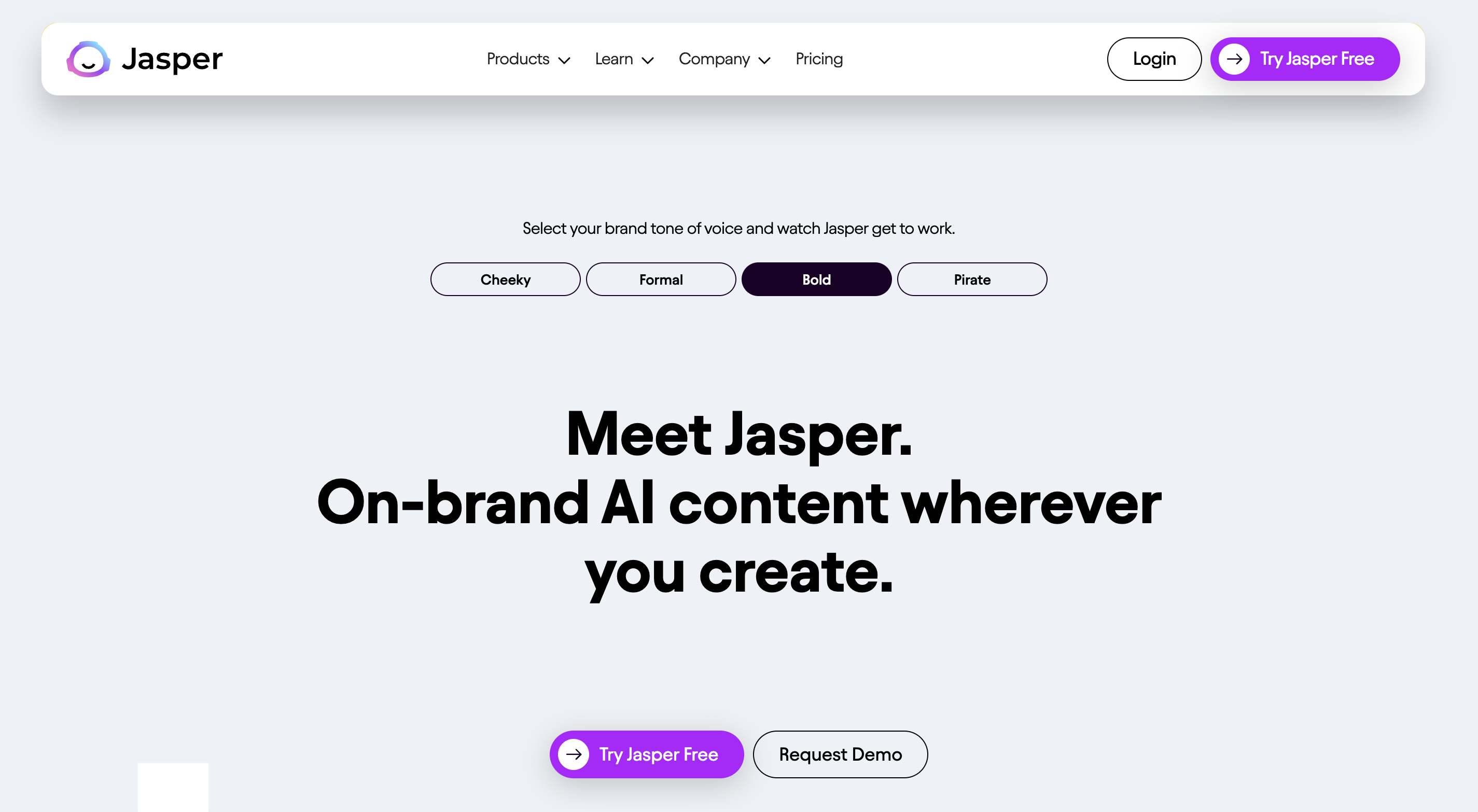 Jasper AI Landing Page Example