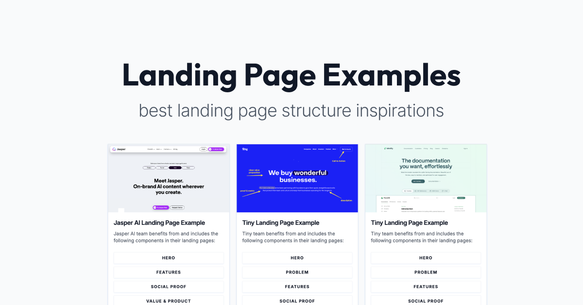 Landing Page Examples - Essential Components Structure Ideas